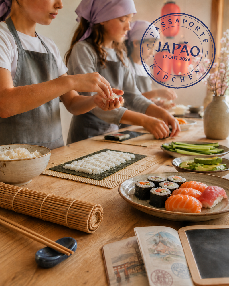 Workshop de sushi para crianças · Passaporte Kidchen Japão · 17 outubro