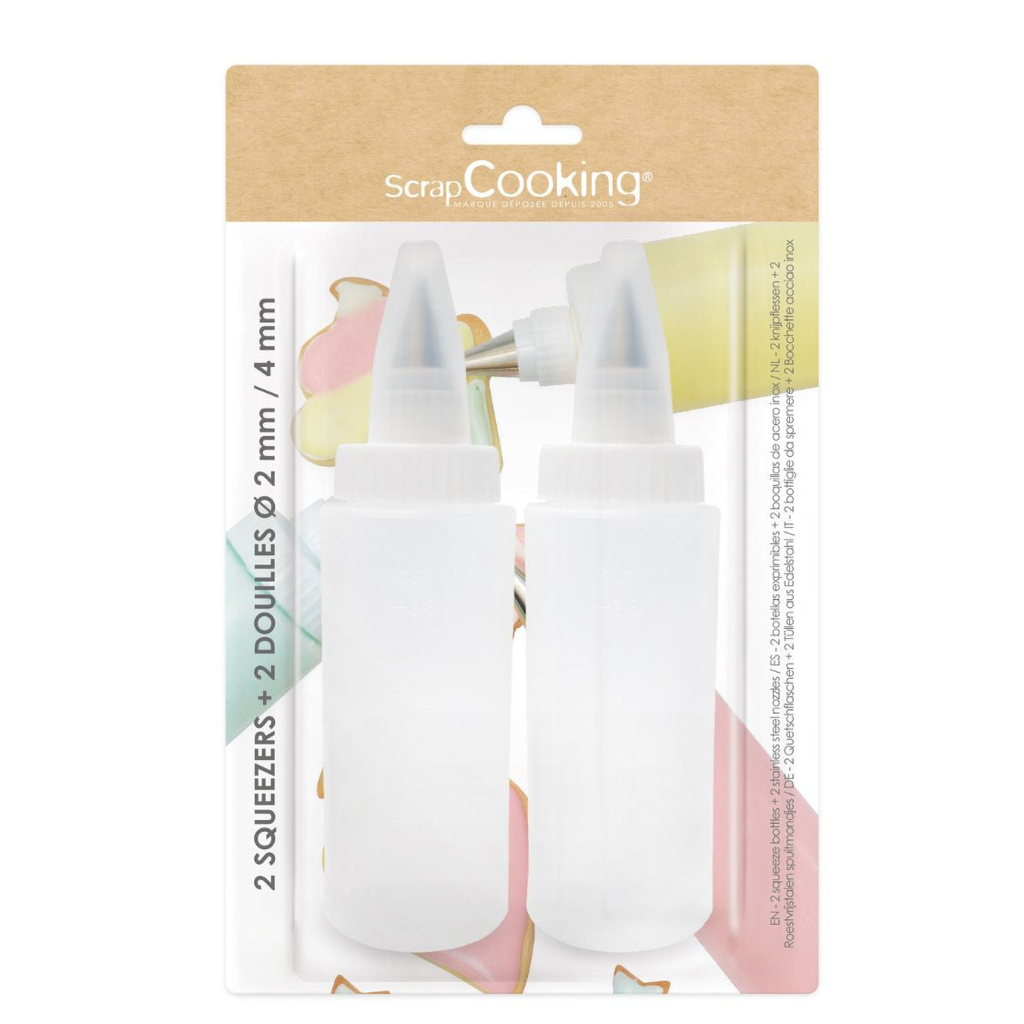 Conjunto de 2 squeezers e 2 bicos de glacê