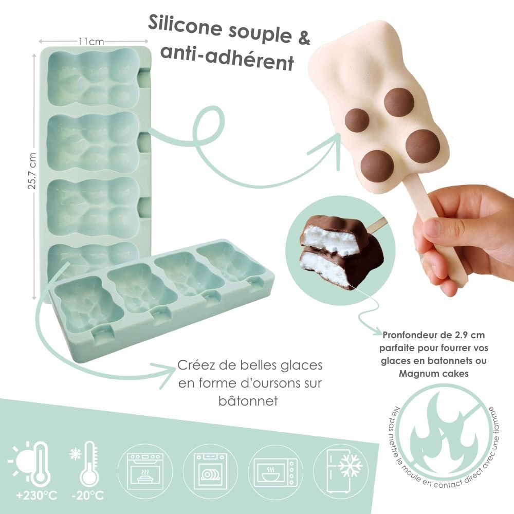 Silicone Mould 4 Bear Ice Creams