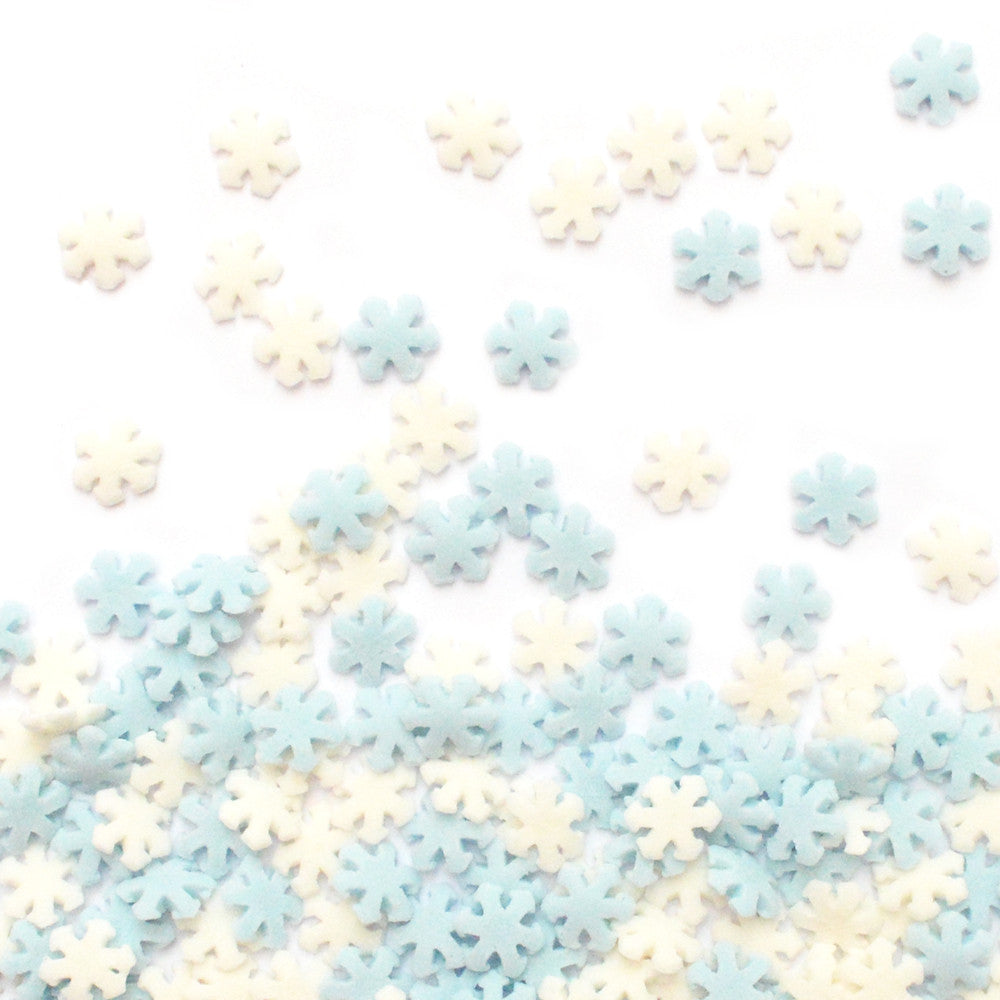 Flocos de neve branco e azul