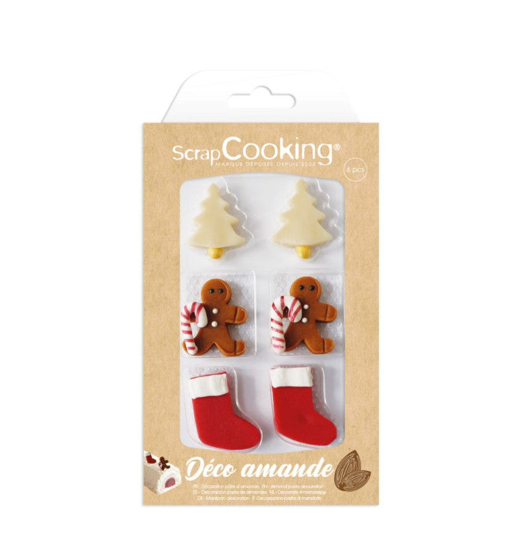 Decorações de Natal em massapão árvores, meias e gingerbread