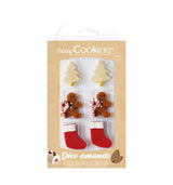 Decorações de Natal em massapão árvores, meias e gingerbread