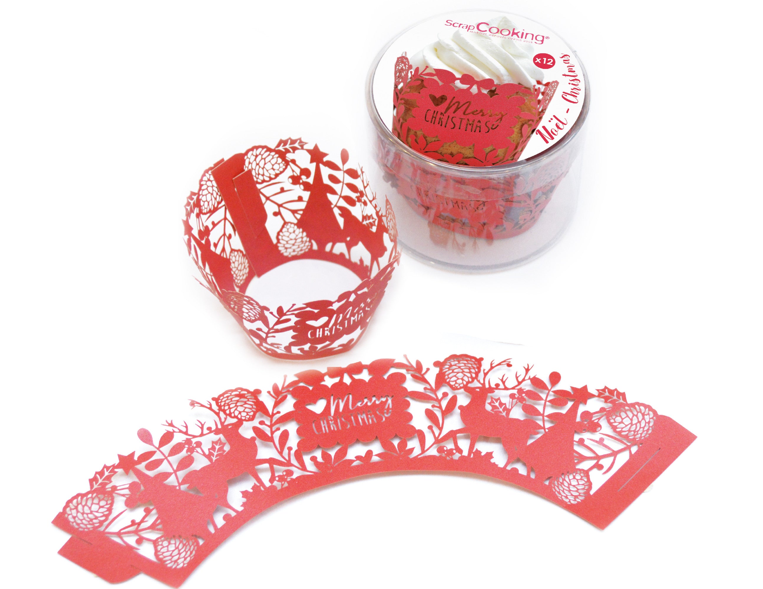 Contorno de cupcakes Natal  (12 unidades)