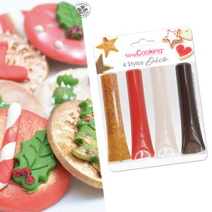 Canetas decorativas chocolate (dourado, castanho, branco e vermelho)