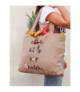 Tote bag "cool kids eat healthy"