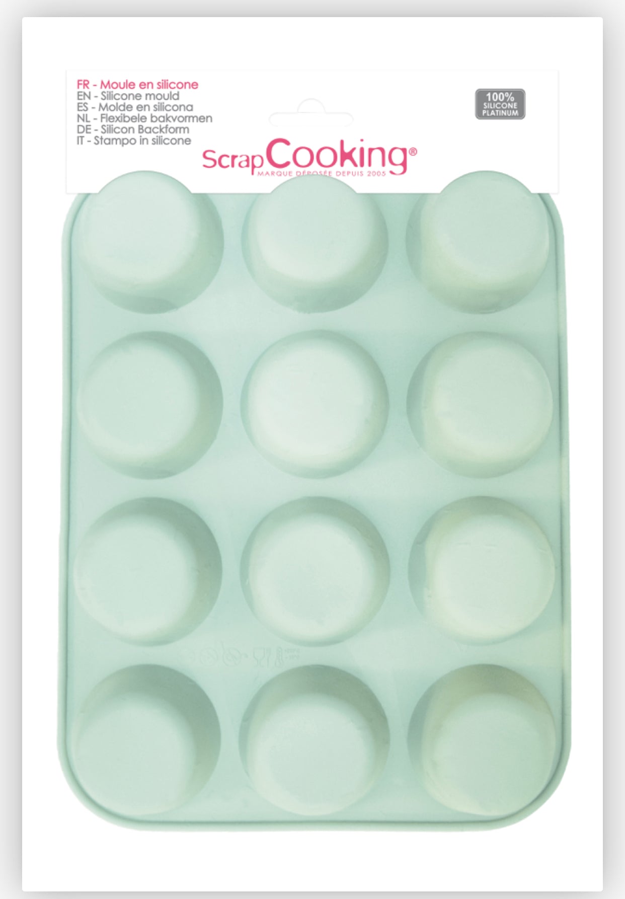 Forma em silicone para 12  muffins