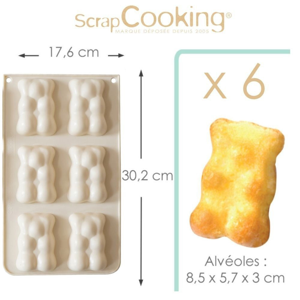 Molde Silicone 6 Bolos Ursinhos