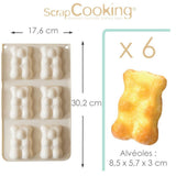 Molde Silicone 6 Bolos Ursinhos