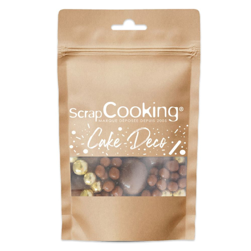 Pérolas de chocolate de leite e douradas (50 g)