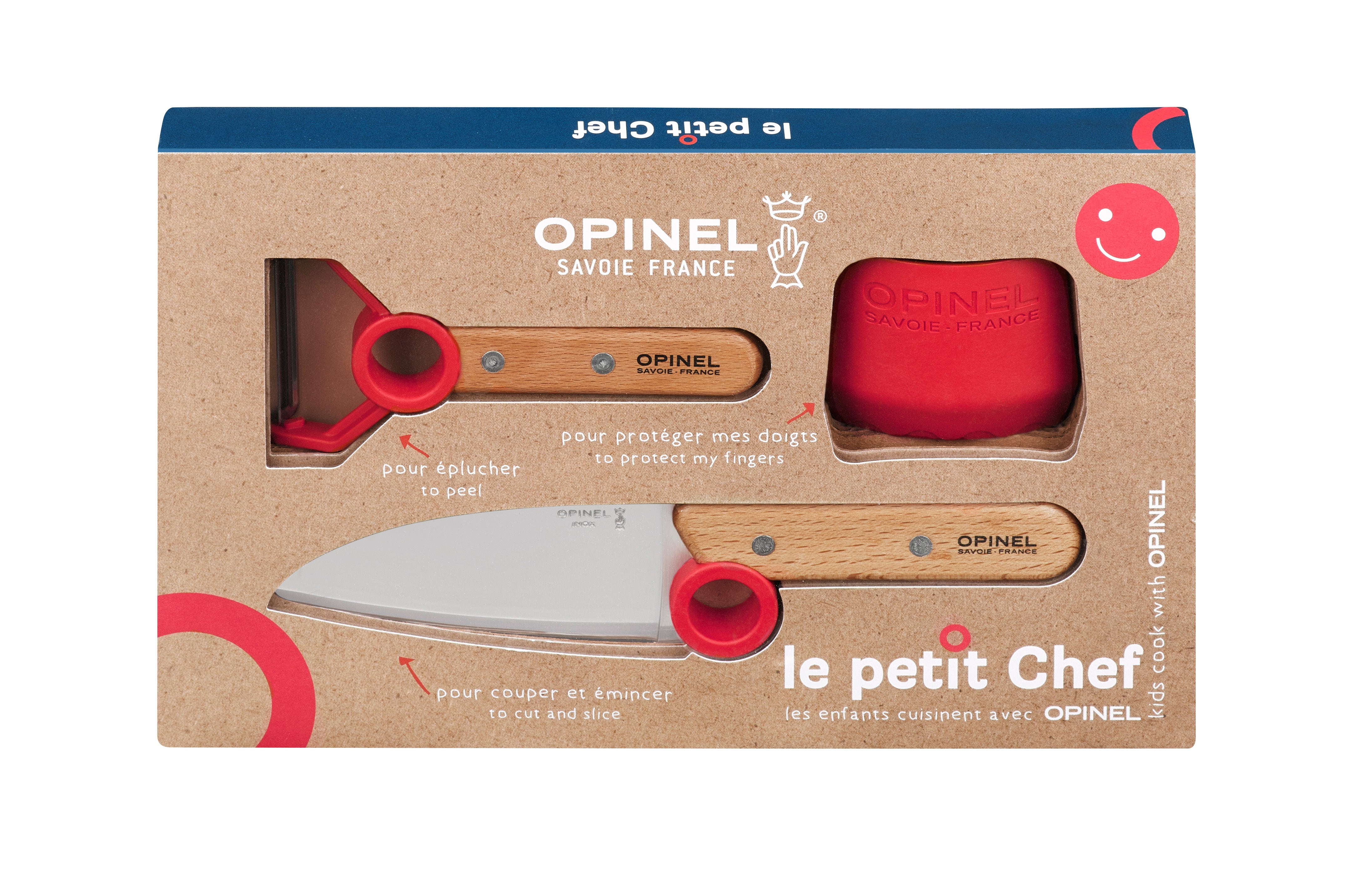 Conjunto faca e descascador pequeno chef Opinel