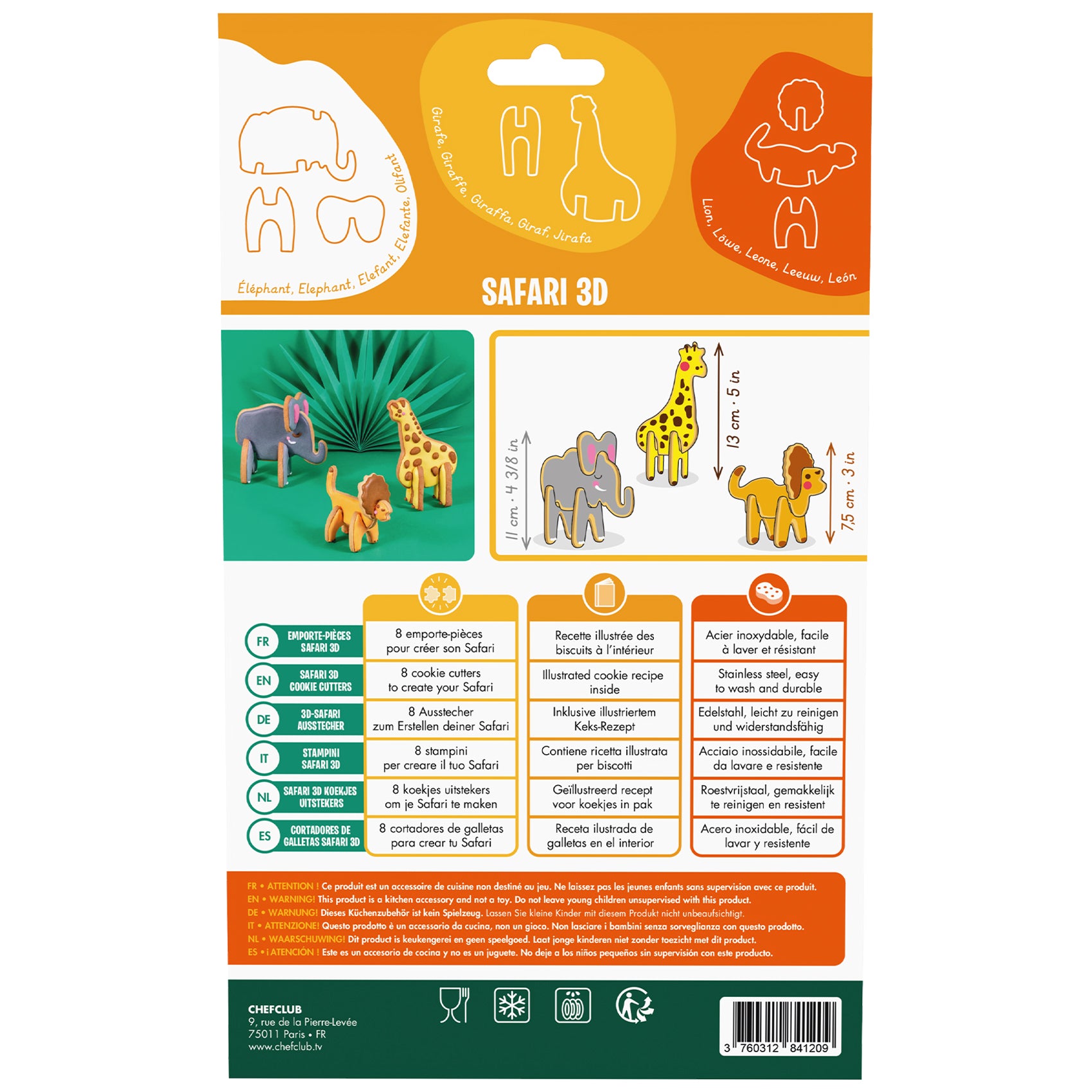 3D Safari cookie cutters set