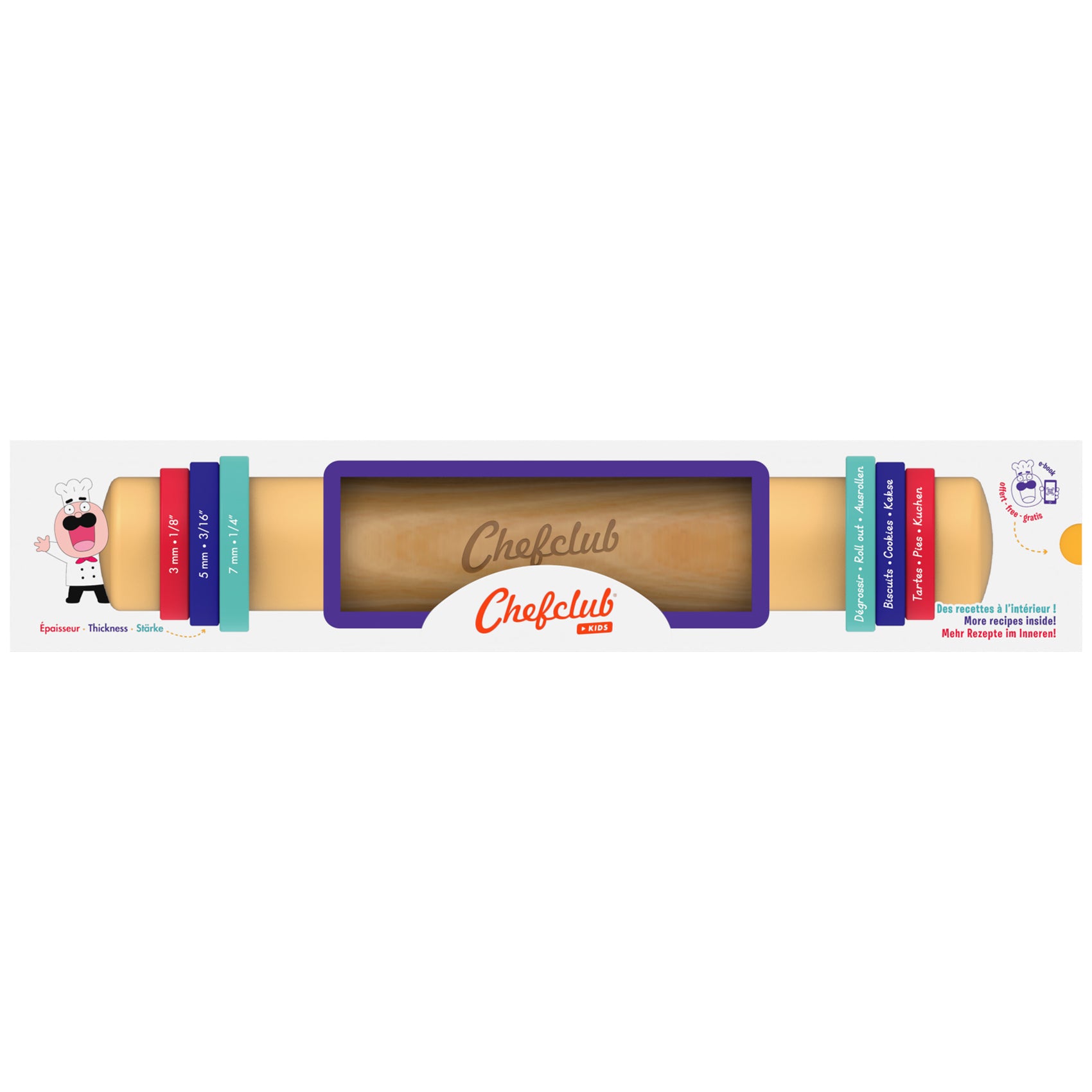 Rolling pin with removable rings