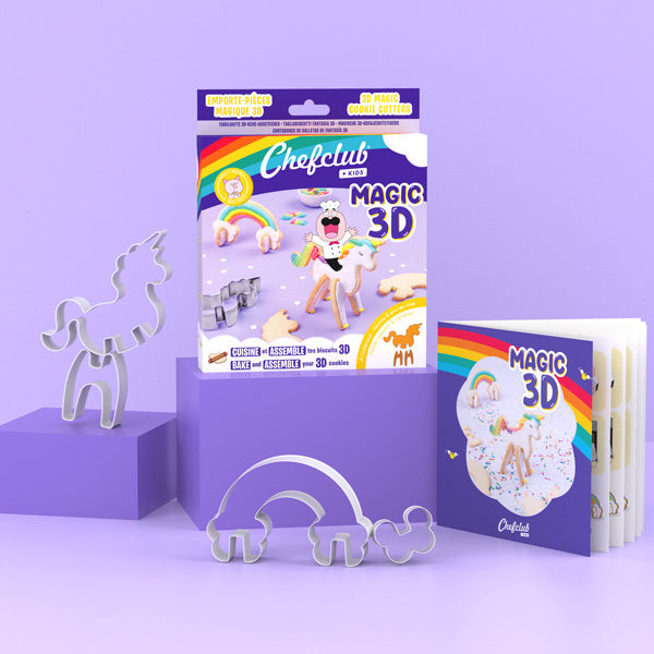 Conjunto cortadores bolachas 3D Unicórnio