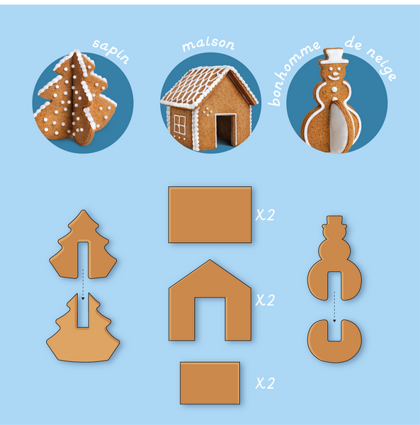 Conjunto cortadores bolachas Natal 3D