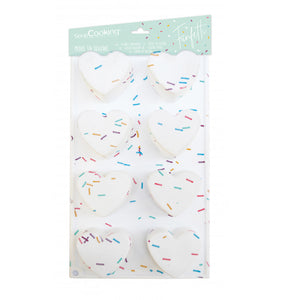 Forma em silicone para 8 corações funfetti