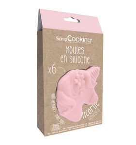 Conjunto de 6 moldes silicone unicórnio