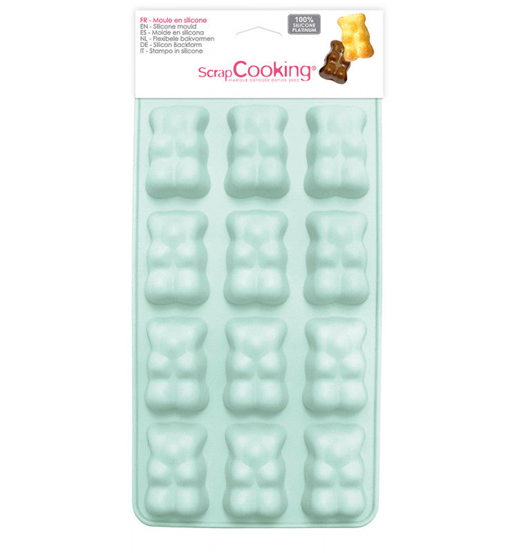 Molde em silicone ursinhos para gomas e chocolates azul