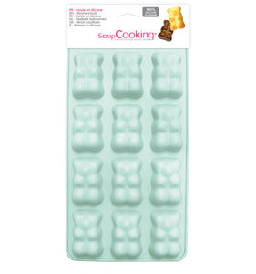 Molde em silicone ursinhos para gomas e chocolates azul